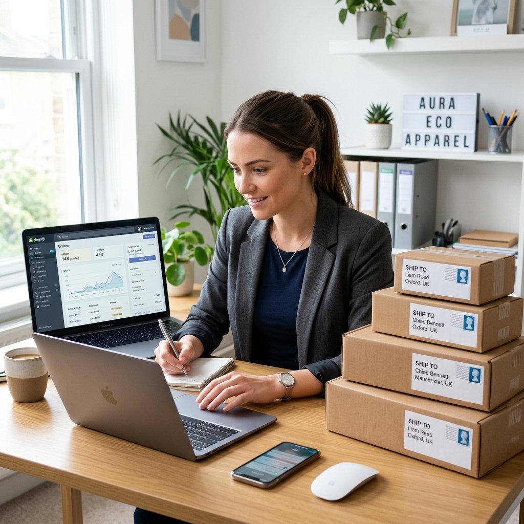 Administrador gestionando tienda virtual e-commerce